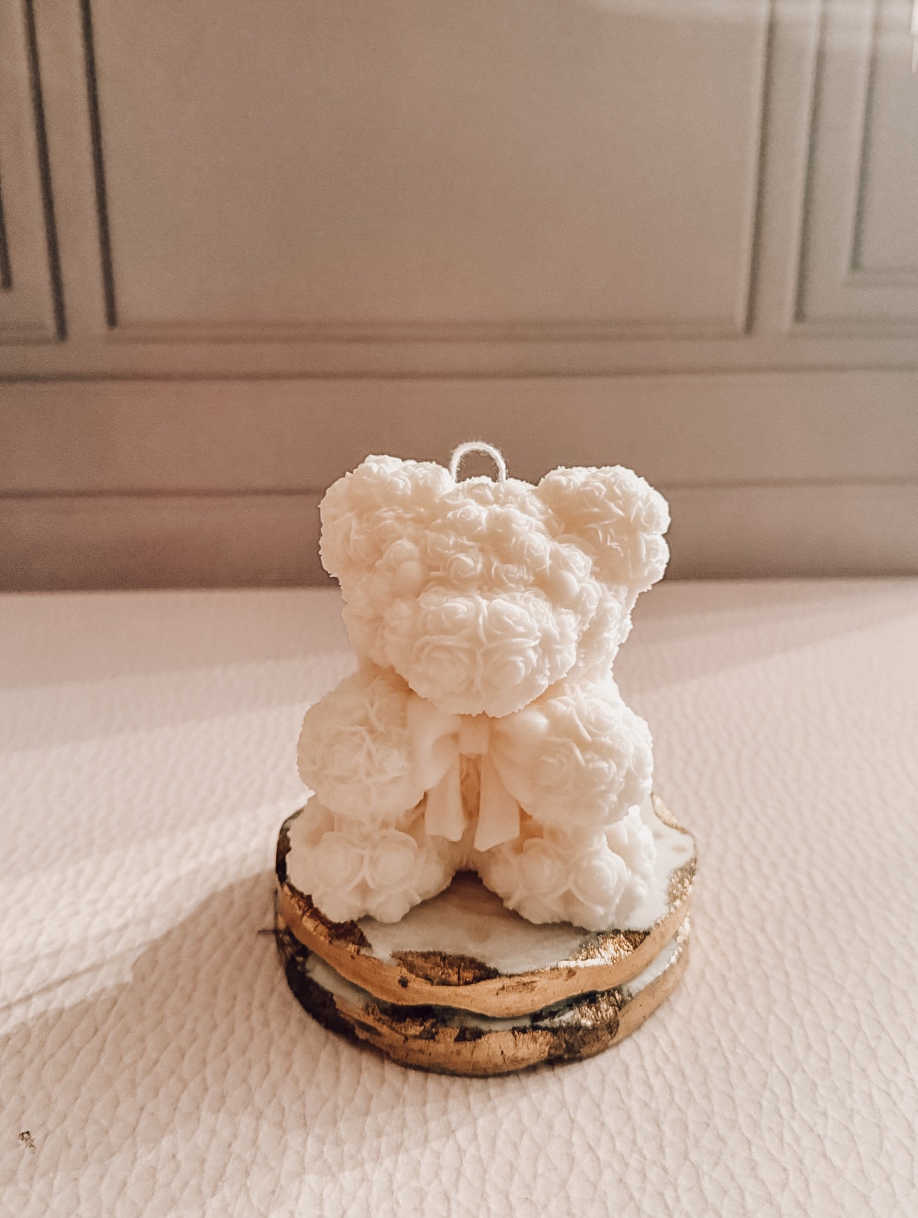 Our bow tie bear candle