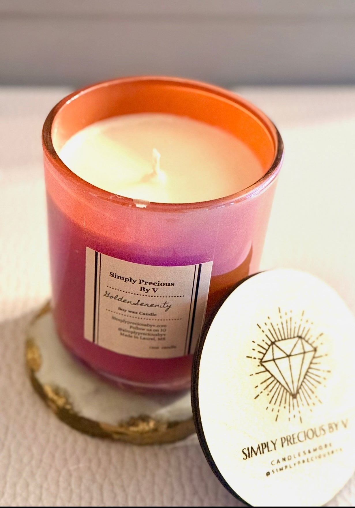 Golden Serenity soy wax candle