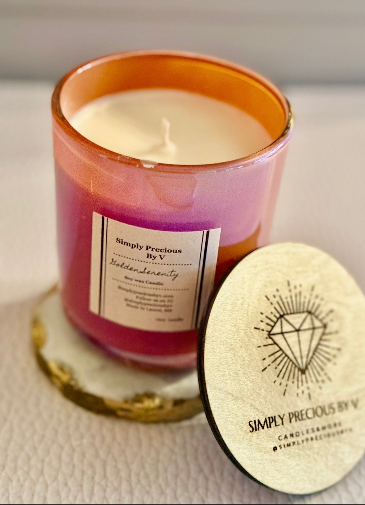 Golden Serenity soy wax candle