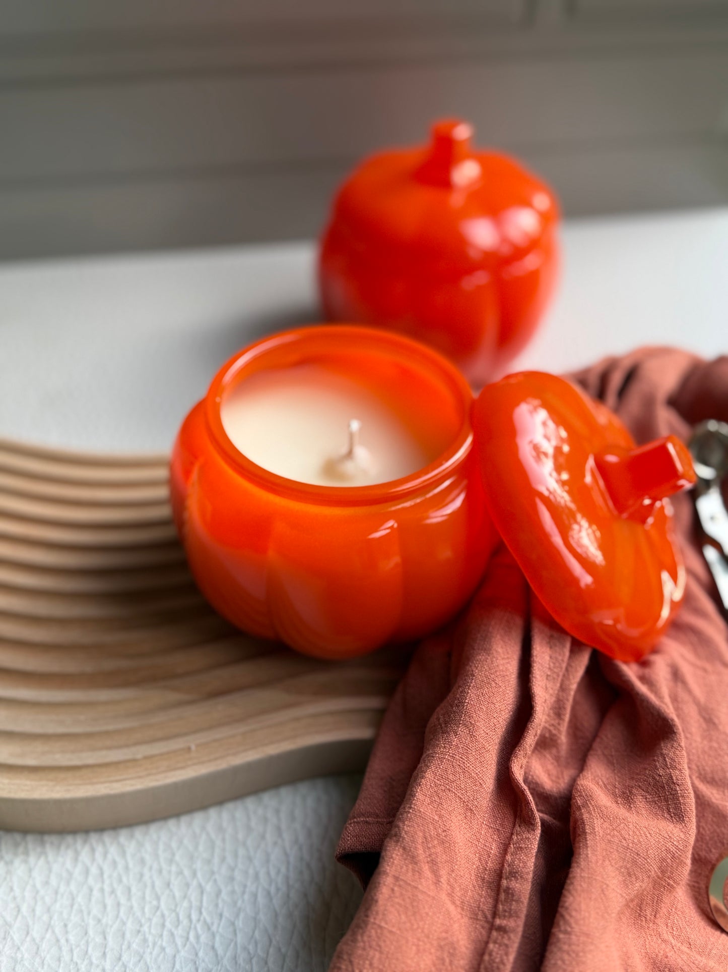 Our new Orange pumpkin jars candles