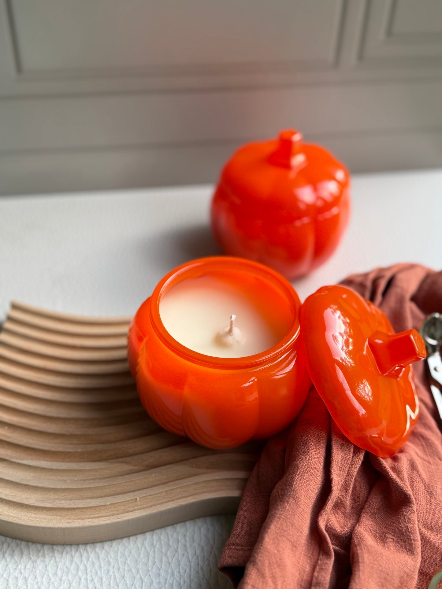 Our new Orange pumpkin jars candles
