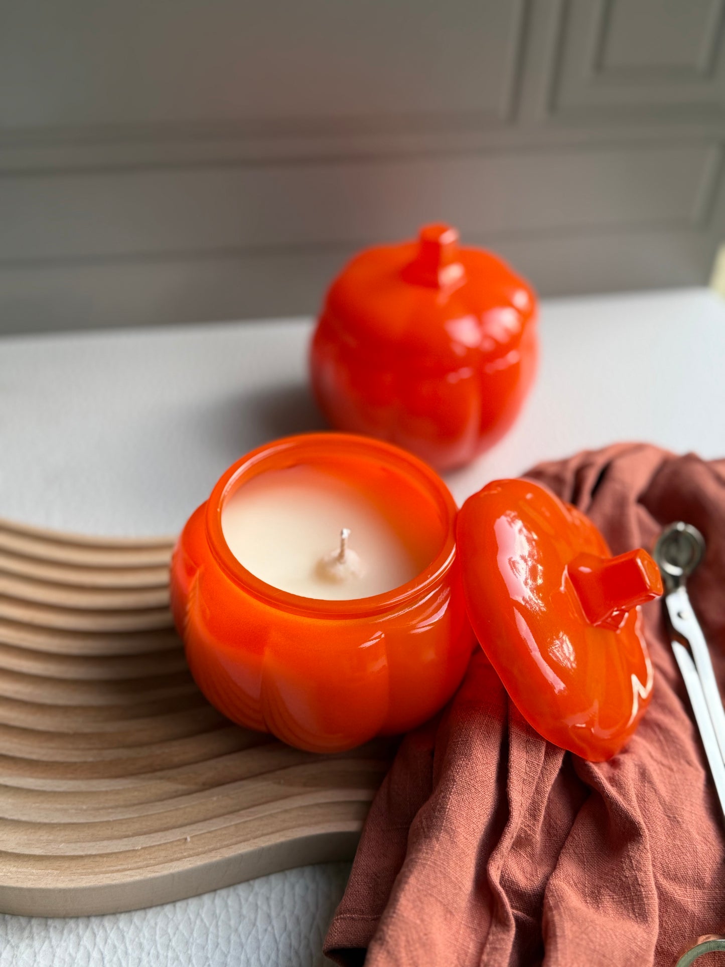 Our new Orange pumpkin jars candles