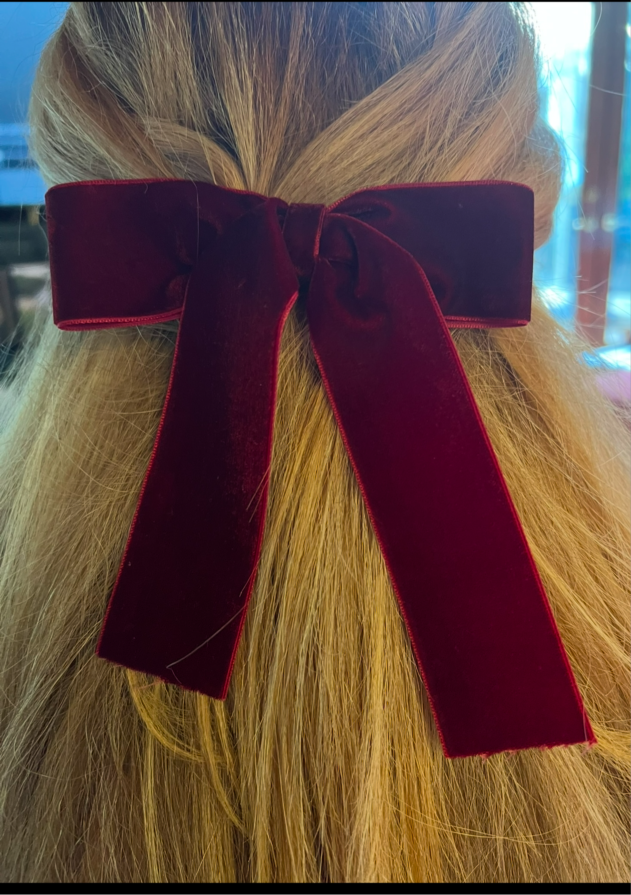 Burgundy velvet hair bow