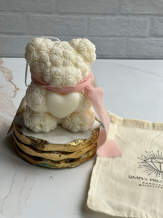 Scented bear candle with scarf